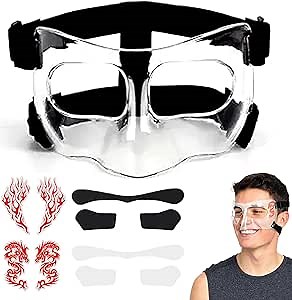 AF01A Nose Guard for Broken Nose Adults Adjustable Basketball Soccer Sports Face Shield Mask with Foam Padding & Stickers for Women Men Youths Teens