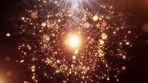 Particle Explosion Shockwave - A bright yellow light is shining through a cloud of glitter