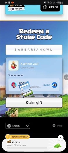 New coc store code claim gift now |#ytshorts #coc #sumit007