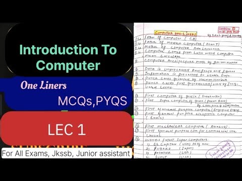 Introduction To Computer One-liners || MCQs || PYQs💯