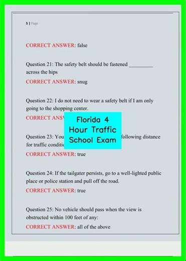 Florida 4 Hour Traffic School Exam video
