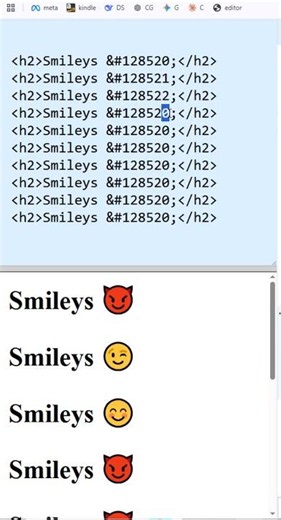 HTML Smileys Emoji Example #htmlemoji #htmltutorial #htmlelements