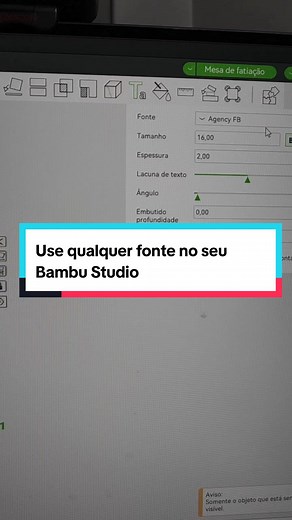 Personalize suas fontes no Bambu Studio facilmente
