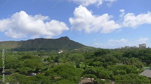 Diamond head volcano in Hawaii panoramic view in 4k slow motion 60fps