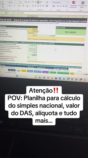 Planilha Simples Nacional: cálculo do DAS, alíquota e impostos