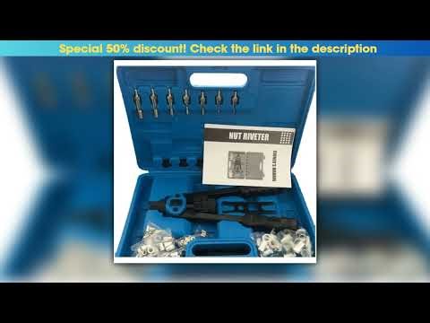 Professional 13 Hand Rivet Nut Gun Hand Riveter Rivnut Tool Kit with 7 Pcs Metric Mandrels and