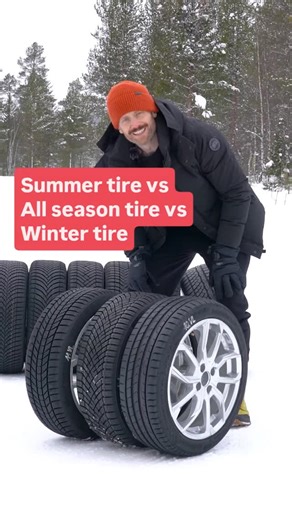 Tyre Reviews on Instagram: "Ever wondered about the differences between a summer, all season, and winter tire in the snow even when not attached to a vehicle? Even with a relatively light amount of weight on them, which means the siping on the all-seasonal and winter tires does not fully take effect, there is still a drastic difference in snow traction and grip. The three tires featured in this video are the Continental PremiumContact 7, the Continental allseasoncontact 2 and the Continental win