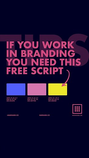 James Barnard on Instagram: "💙💖💛🖤This free script from @typedesignclass has just changed the game. Grabbing the CMYK, RGB and Hex colour values inside Illustrator for a brand guidelines document is no longer a one-by-one copy and paste job. Check it out at the link in my bio or at typedesignclass.com #graphicdesign #branding #illustratortips"