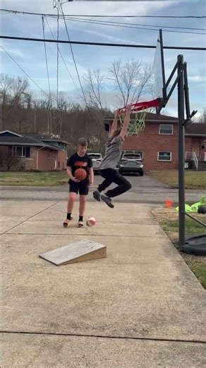 a little dunk on my friends rim about to be able to just jump to dunk