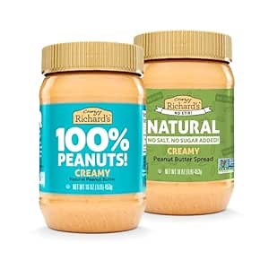 Crazy Richard's Creamy No Stir Peanut Butter with No Added Salt, Sugar, Or Preservatives (Variety)