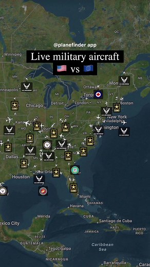 App link in bio. ✈️ 30min recording of the 🇺🇸 vs 🇪🇺 skies. Is this what you expected? #planefinder #military #avgeek #aviation #militaryaircraft