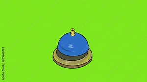drawn animation of hand ringing a service bell, green screen