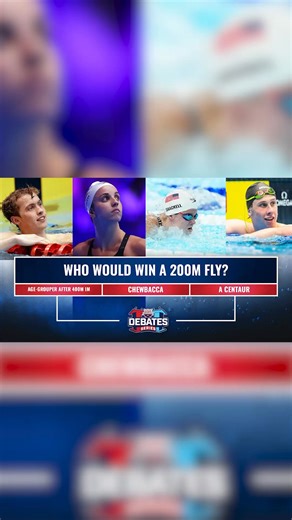 Three swimmers take the blocks for a 2 Fly: an age-grouper who just did an all-out 4 IM, Chewbacca, and a Centaur… who wins?? 😅 | USA Swimming