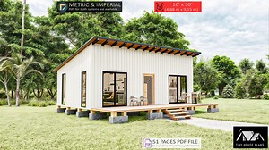 Cabin House Plans 16 X 30, Tiny House Plans, Modern House Adu Plans, Cabin DIY Plans, Small House Plans, Tiny Cabin Plans, Cottage Plans - Etsy