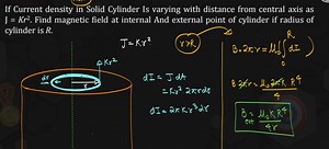 If Current density in Solid Cylinder Is varying with distance f... | Filo