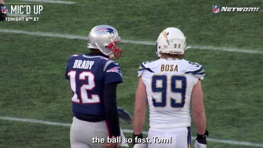Mutual respect on both sides of the ball. Joey Bosa and Tom Brady recognize each other's game. 🤝 Los Angeles Chargers | New England Patriots #NFLMicdUp | NFL Films