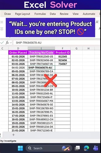 Auto-Extract Product IDs from Tracking Codes in Excel 💡🔥 #youtubeshorts