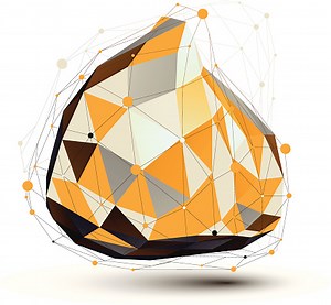 Gold and grey 3D vector abstract design object, deformed complicated...