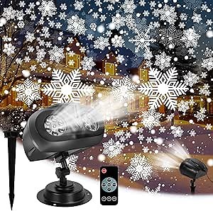 Christmas Snowflake Projector Lights Outdoor Double Head LED Dynamic Rotating Light,Decorative Holiday Lighting Projectors,IP65 Waterproof Christmas Decor Lighting for Holiday Wedding Patio Party