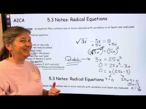 A2CA 5.3 Radical Equation Notes examples