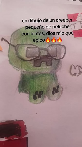 Dibujo Épico de Creeper de Peluche con Lentes