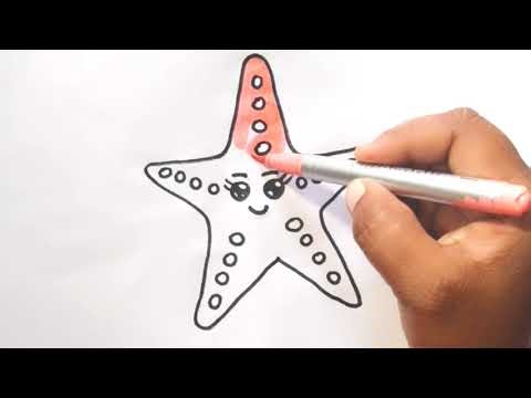 How To Draw cute starfish Drawing, Painting & Coloring For Kids and Toddlers_ Child Art 🐋🌈