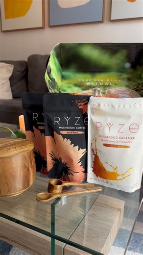 That acacia jar, scoop, and spoon combo 🤌 😮‍💨 PSA: You can now order our Ritual Set with RYZE Dark Roast and get FREE extra goodies with any bundle (including a RYZE iced coffee glass coffee travel set) ☕️ Link in BIO to shop! 🥳 | RYZE Superfoods