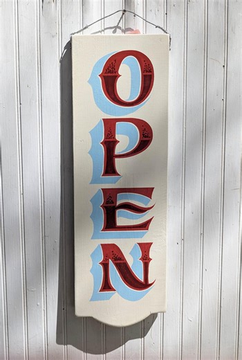 Open Sign Hand Painted & Lettered | Vintage Style Wood |exterior | Gift | Food Truck Sign | Small Business Sign | Open Sign Gift - Etsy