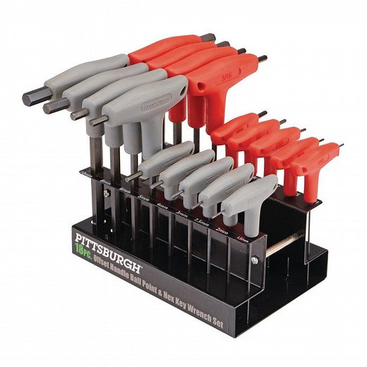 SAE and Metric T-Handle Ball End Hex Key Set, 18-Piece