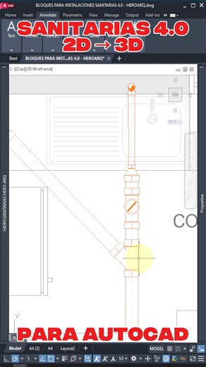 Bloques Dinámicos Instalaciones Sanitarias 4.0 Hero Arq. Metrados y 3D Automático #AutoCAD #autocadtips #bloquesdinamicos #arquitectura #Planos #instalacionessanitariass #instalaciones #ingenieria #instalacioneshidrosanitarias #instalacioneshidraulicas | Hero Arq.