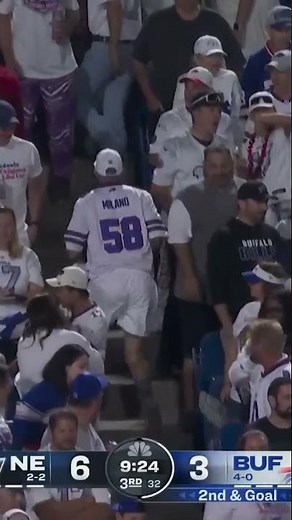 This Bills fan got his ball then GOT OUTTA THERE 😂