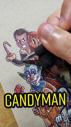 Vintage Cartoon Drawing Series: Candyman and Horror Movie Villains