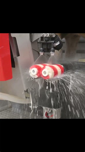 Robotic milking prepping a cow