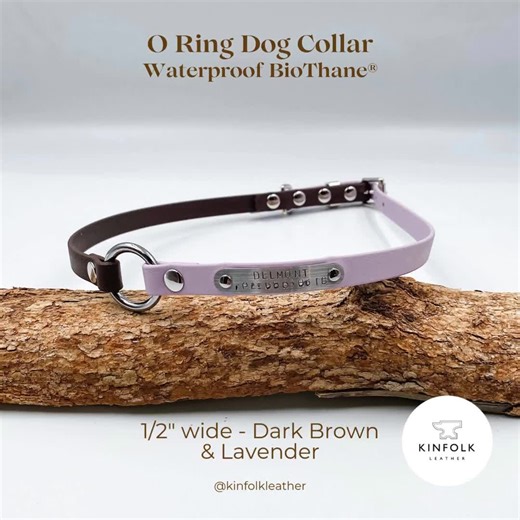 Custom Dog Collar With Name Plate | Two-tone O-ring With Personalized ID Tag | Waterproof Biothane Collar With Brass Buckle - Etsy