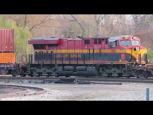 Canadian Container & Auto Rack train with a Kansas City Southern DPU in Fostoria, Ohio 11-13- 2025
