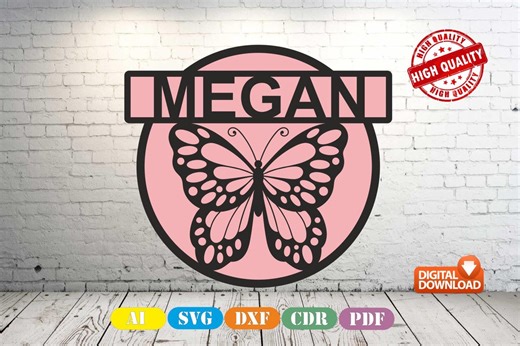Butterfly Name Sign SVG: Laser Cut Wall Art Template (svg, Dxf, Ai, Pdf, Cdr) (digital Download) - Etsy