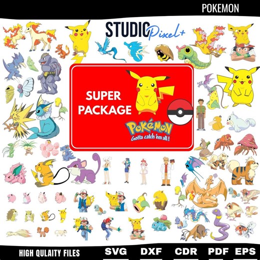 Pokemon Svg Bundle, Pokemon Clipart and Png Stickers, Cut Files for Cricut, Pokemon Layered SVG, Cricut & Silhouette, Instant Download - Etsy