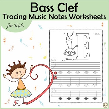 Bass Clef Notes | Tracing Music Worksheets for Kids | Drawing Notes on the Staff