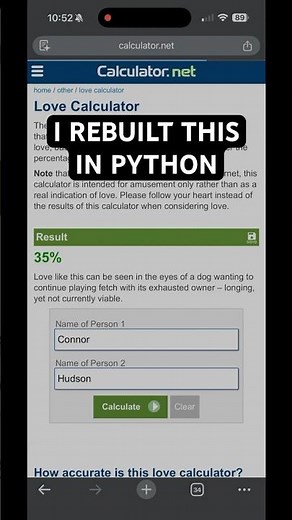 I rebuilt a nostalgic internet love calculator in 6 lines of Python
