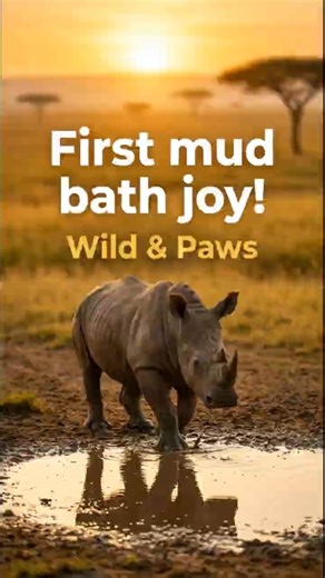 Rhino's First Mud Bath