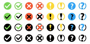 Collection Checkmark and Cross icons. Tick , X mark,Question Mark...