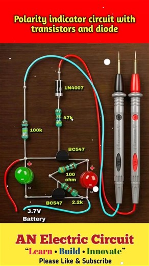 Polarity Indicator Circuit With Transistor And Diode | #trending #viral #electrical