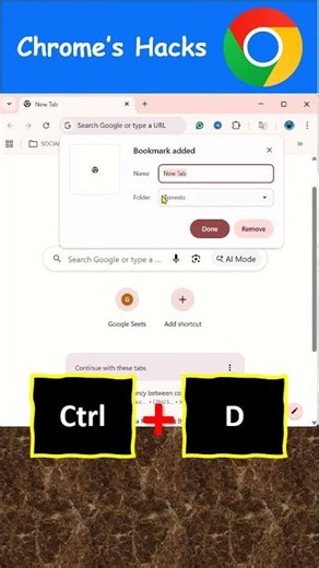 Shortcut Keys to Bookmark a Web Page in Chrome Browser