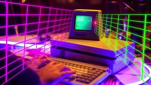 A retro 80s computer. Computer monitor is a 3d printed prop I designed.
