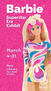 Our March-April Newsletter has arrived, and it's a must-read! 💖Step into the Barbie’s Superstar Era Exhibit, featuring hundreds of iconic Barbie dolls from 1979 to the mid-80s! 🌟 From fashion-forward playsets to trailblazing dolls like Black Barbie, Hispanic Barbie, and Great Shape Barbie, this exhibit captures the cultural shifts and trends of the time. Join us on this nostalgic journey through Barbie’s history! 💄👠 Read our newsletter for more information here: https://gbpl.info/marchaprilN
