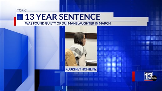 Woman sentenced 13 years for DUI manslaughter in Bay County
