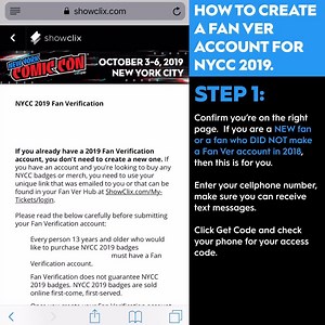 Fan Verification is now open again! 🔥 Check out this walkthrough video to learn how to create your account so you can buy your #NYCC19 badges today. Visit NYCC19.com/FanVer to get your unique link. | New York Comic Con