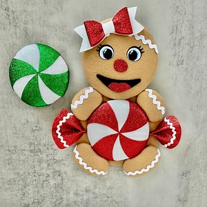 Handmade Gingerbread Girl Attachment With Peppermint Belly | Christmas Wreath Decor - Etsy