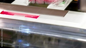 Packing meat in a factory