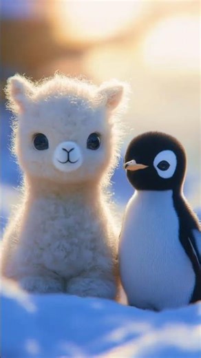 Baby Alpaca × Baby Penguin Fusion — Cutest Arctic Fluff 🦙🐧❄️
